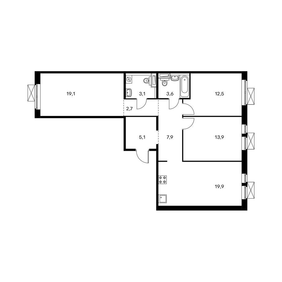 Планировка квартиры пик 3 комнаты