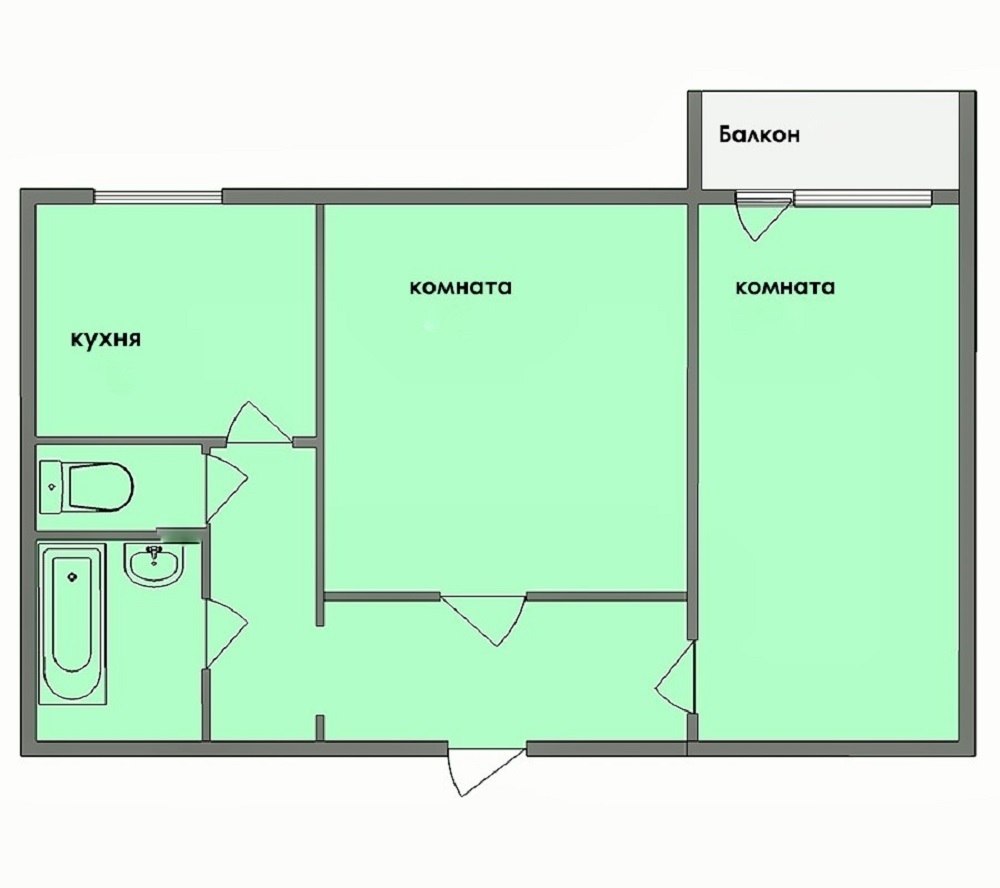 Планировка 2х комнатной квартиры в панельном доме 9 ти
