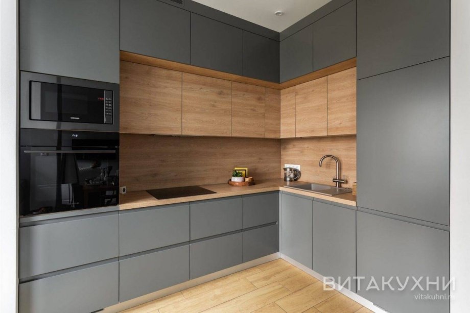 Кухня лофт бетон и дерево