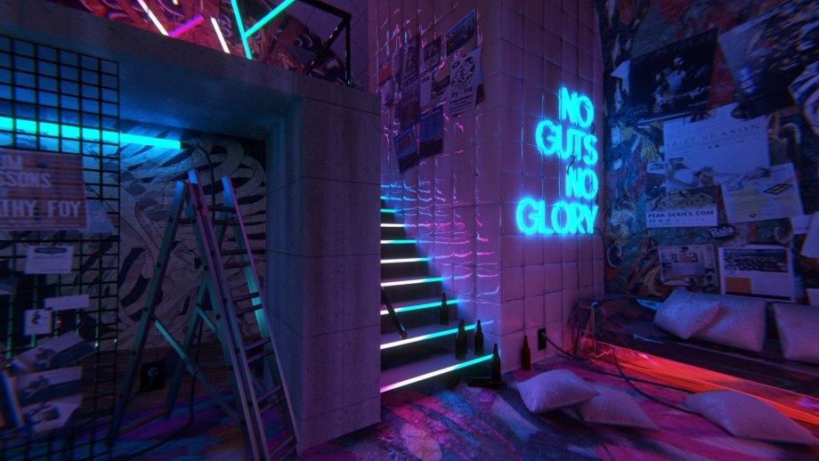 Cyberpunk комната неон