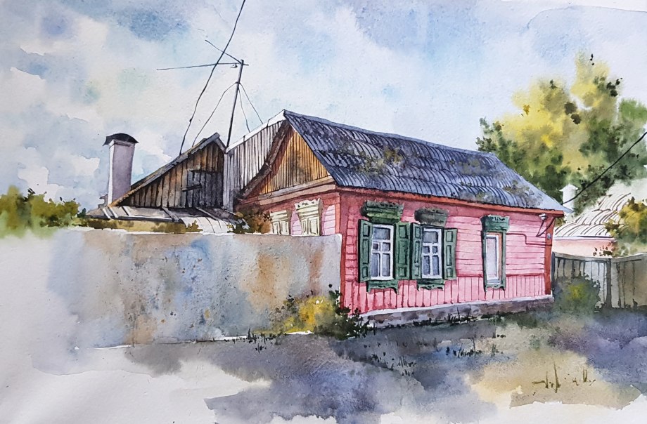 Дом акварелью