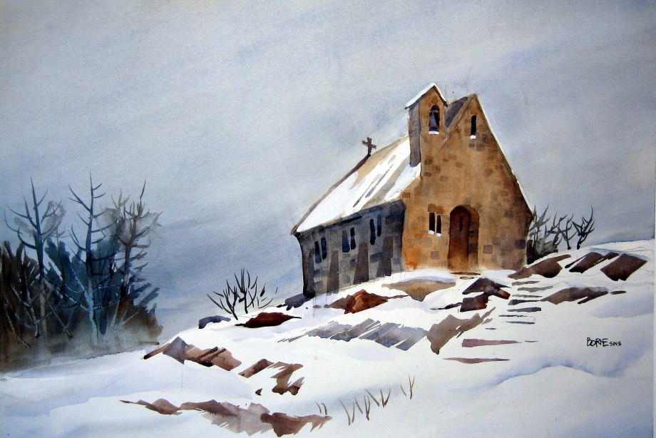 Домик акварель