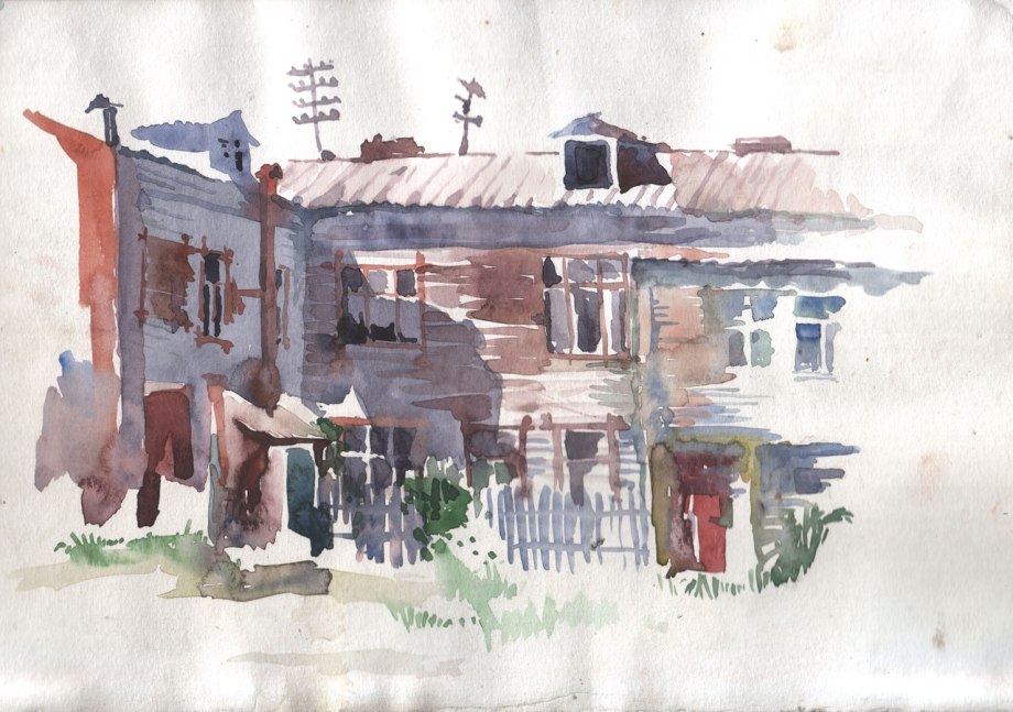 Домик акварель