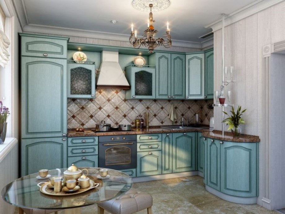 Кухня Прованс голубая патина