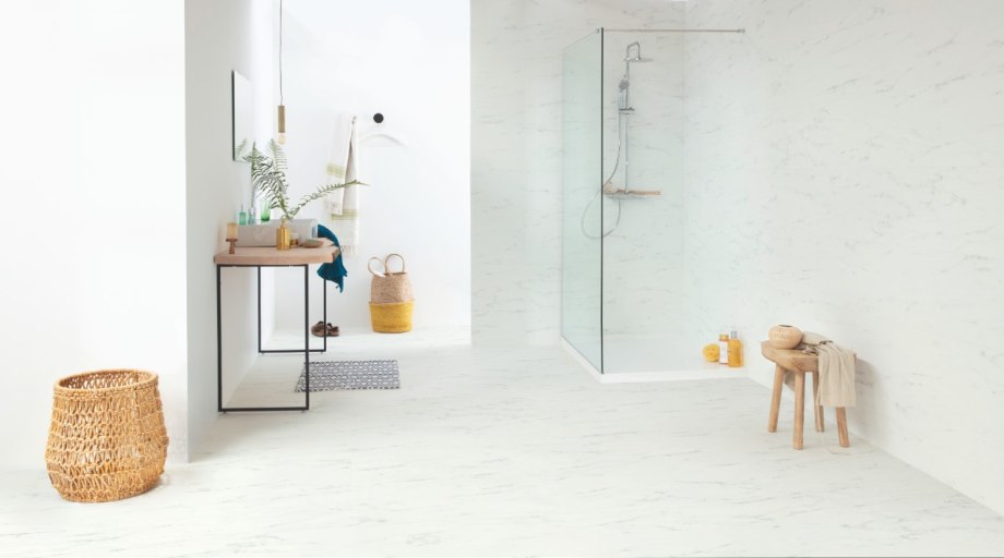 ПВХ-плитка quick-Step QS Livyn Ambient click AMCL 40136 мрамор Каррарский белый