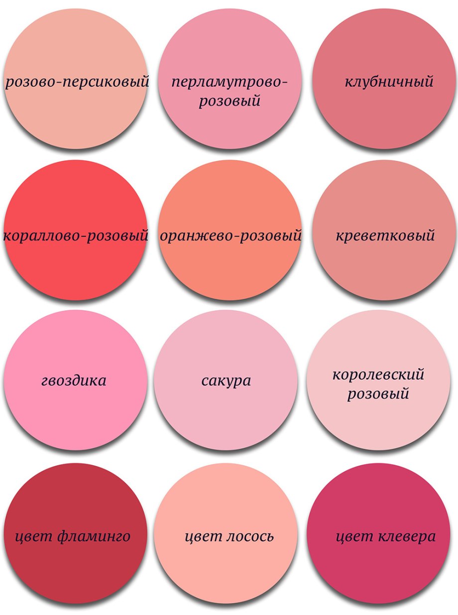Оттенки розового