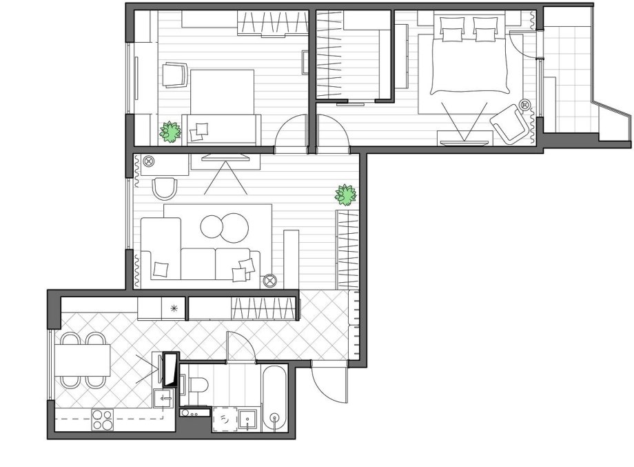 Планировка кухни п44 трешка п44