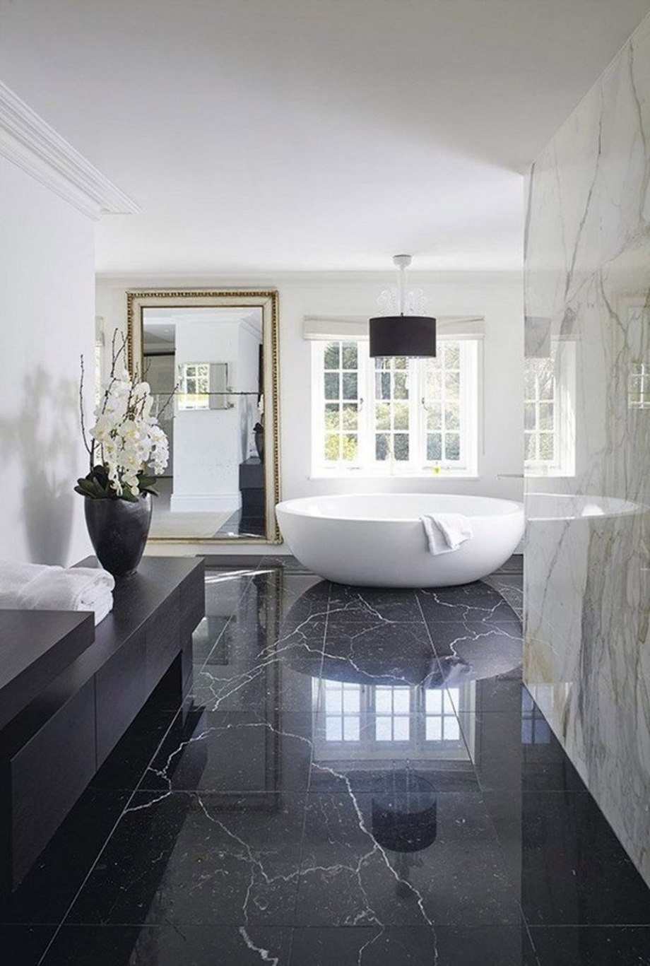 Dark Black Marble Bathroom плитка
