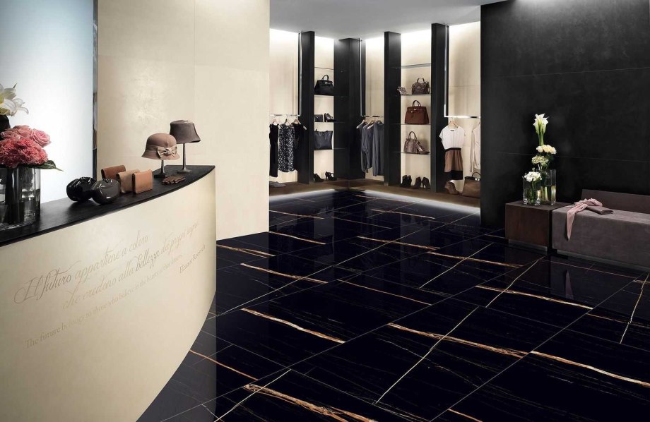 Sahara Black керамогранит черный 60x120 полированный