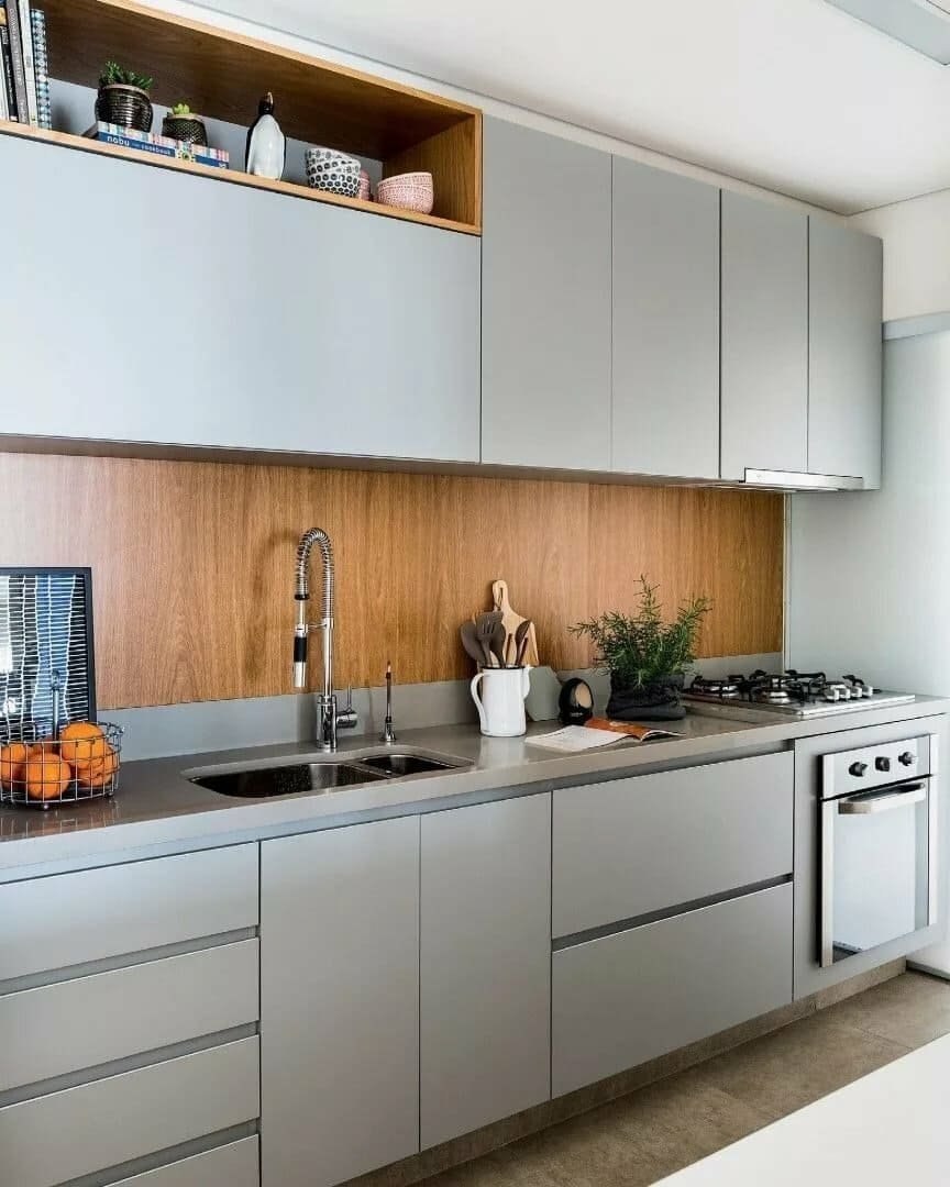 Серая матовая кухня ikea