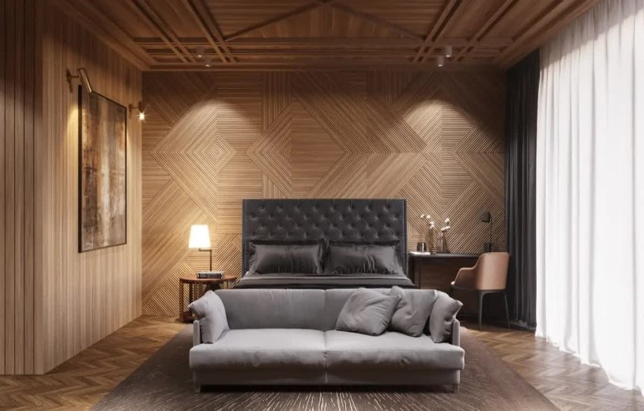 Шпонированные панели Topperfo Micro Ulme Stone Edition Acoustic Wood Panel