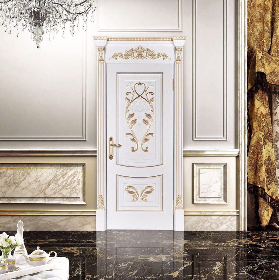Ульяновские двери Regidoors Алина-2 белая эмаль + Золотая патина