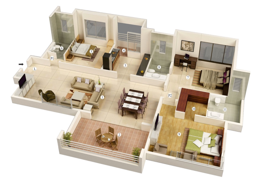 Дом Floorplan 3d