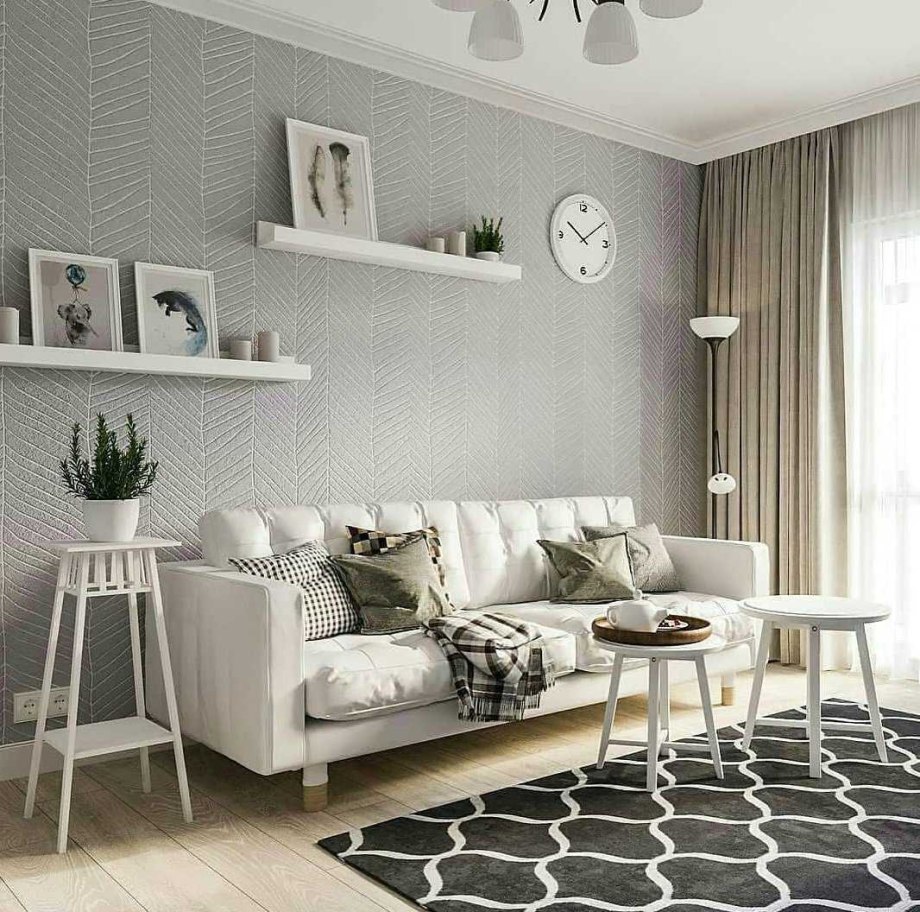 Светлая гостиная в стиле ikea