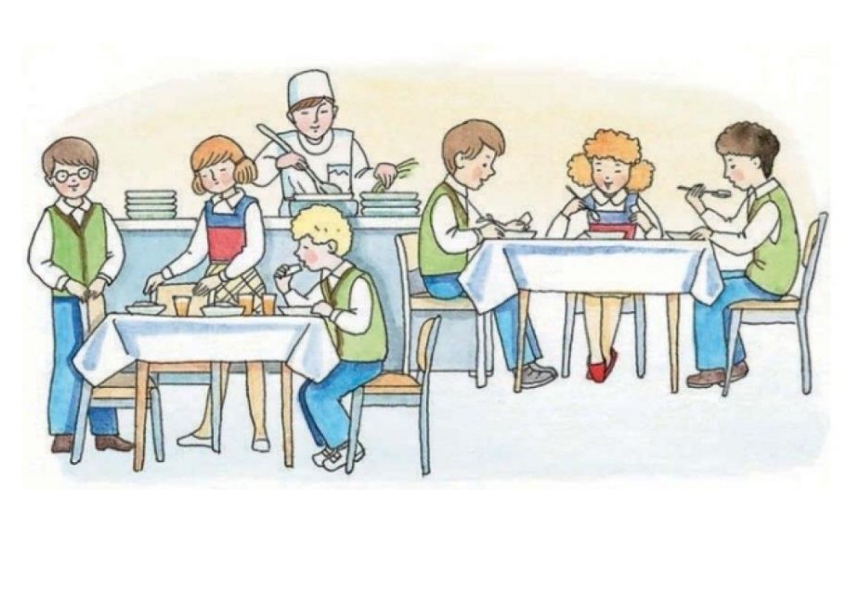 Картинка столовая для детей. Рисунок про школьную столовую. Школьная столовая иллюстрация. Школьники в столовой. Столовая в школе нарисовать.