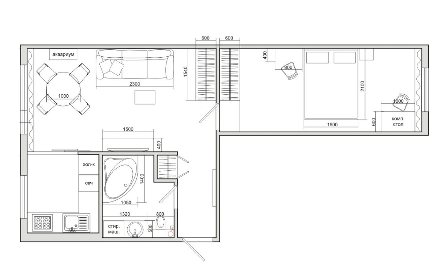Дизайн квартиры хрущевка 2 комнатная распашонка