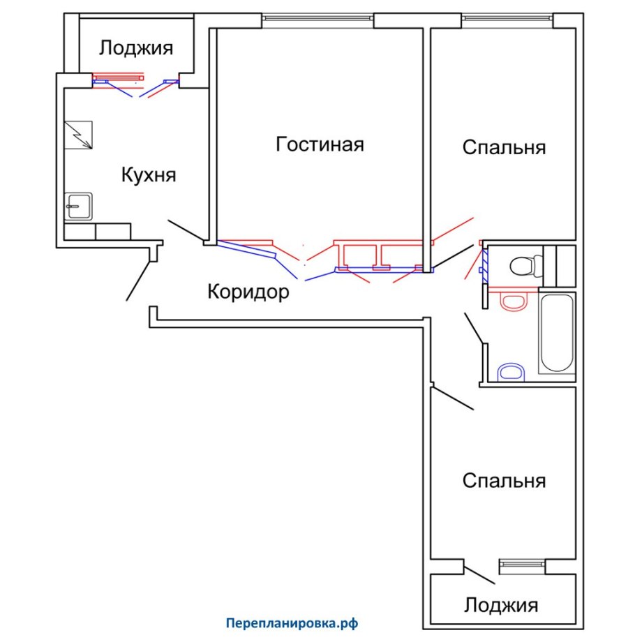 Перепланировка трехкомнатной квартиры в панельном доме
