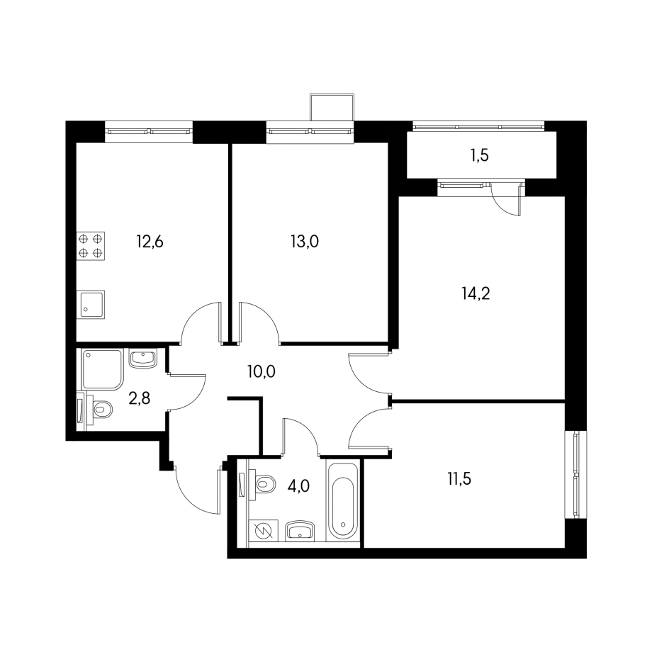 Планировка трехкомнатной квартиры
