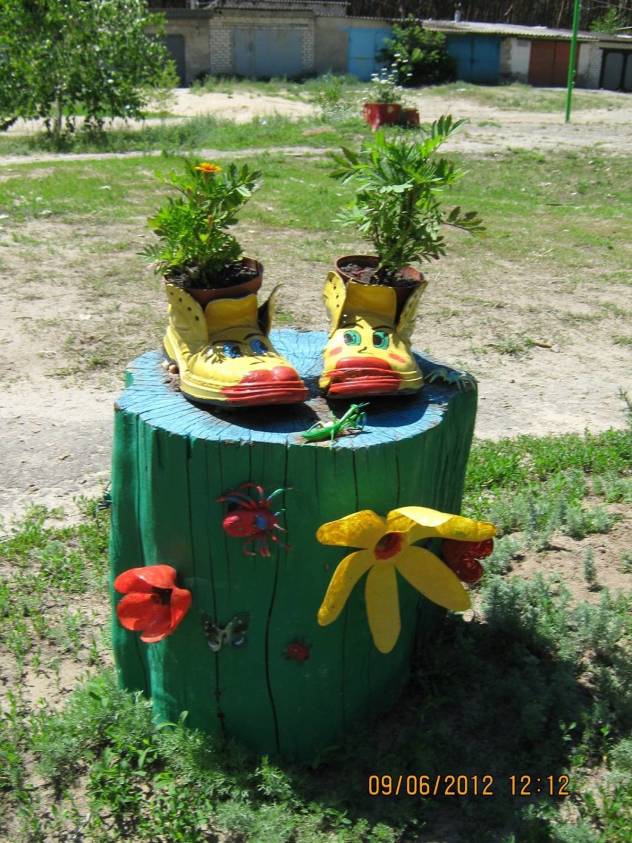 Украшения для сада из шин