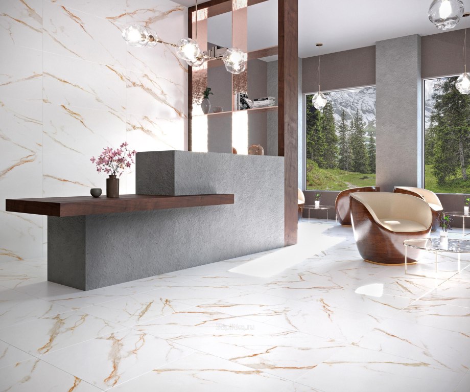 Venato Calacatta Gold керамогранит белый сатинированный 60х120