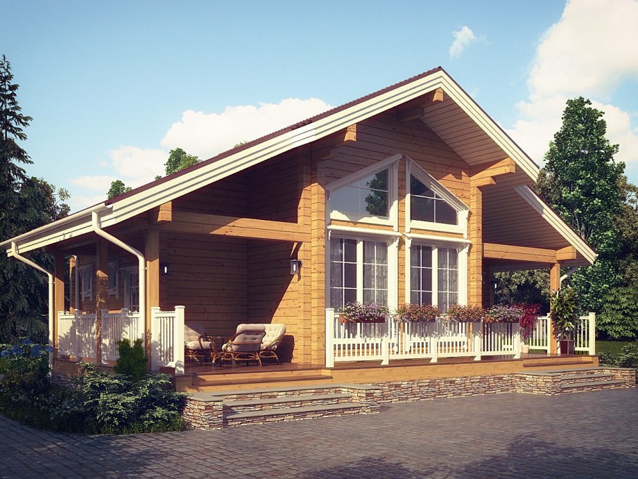 Проект дом-баня 70кв м из клееного бруса