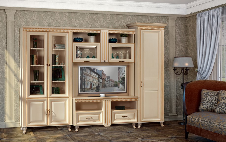 Carpenter витрина 1 дверная (слоновая кость, золото) Love collection.