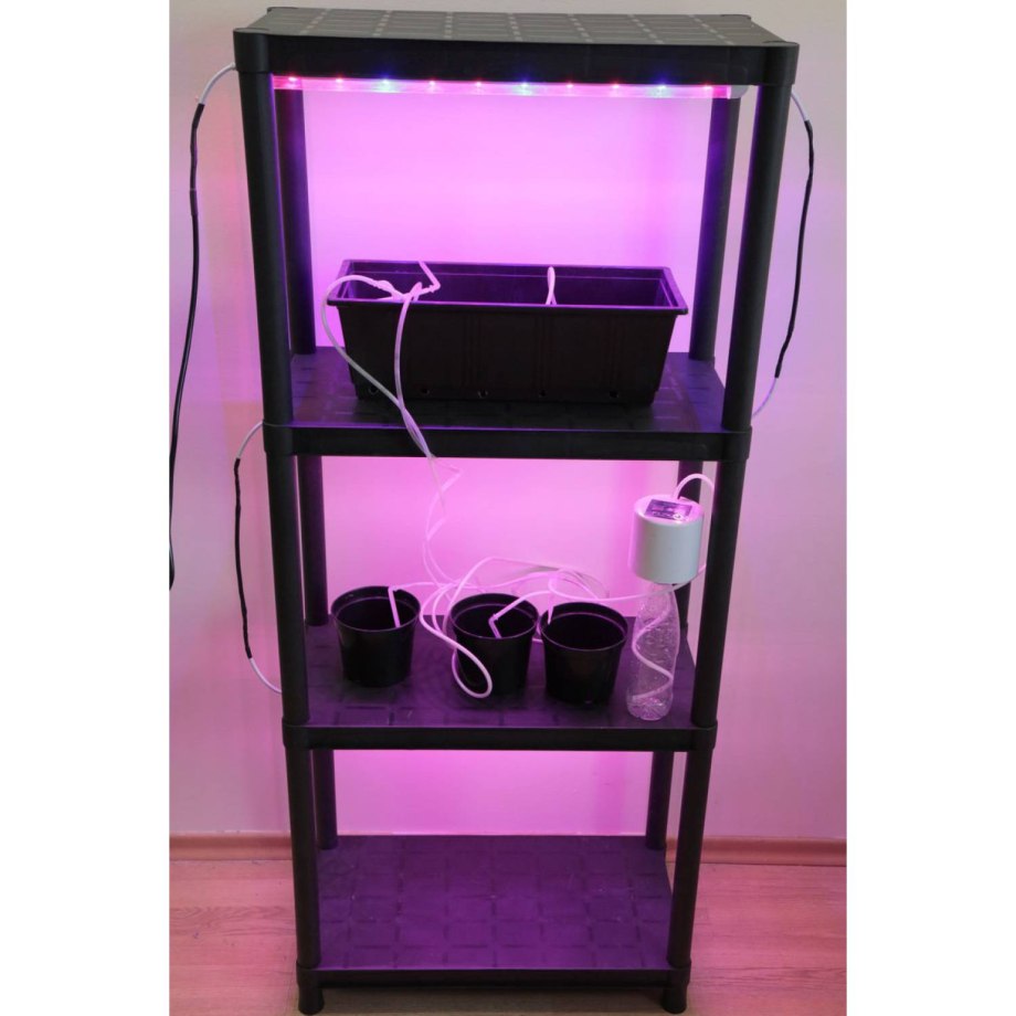 Стеллаж для рассады и растений с 3 мя фитосветильниками Петромаш led 15