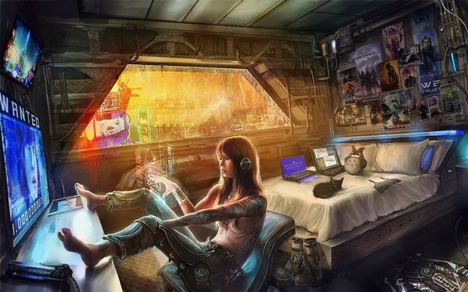 Комната в стиле Cyberpunk 2077