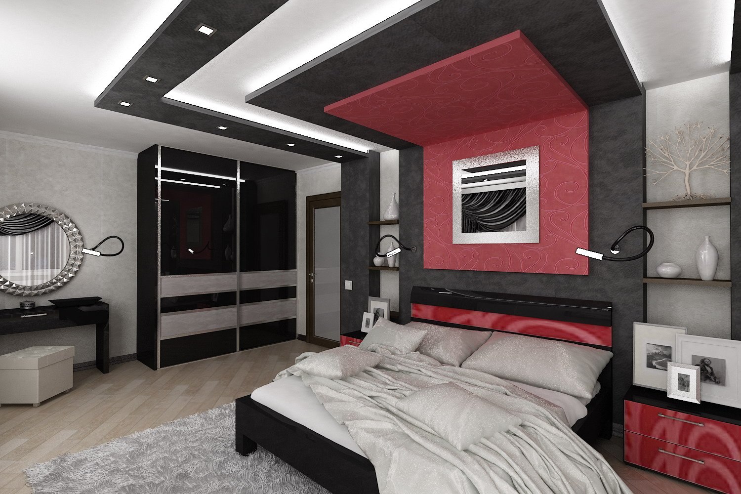 дизайн комнаты с черным потолком фото