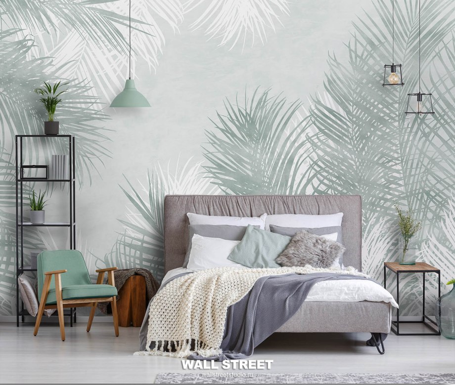 Alfresco Palm Leaf Wallpaper White Green Jungle Tropical 2744-24136