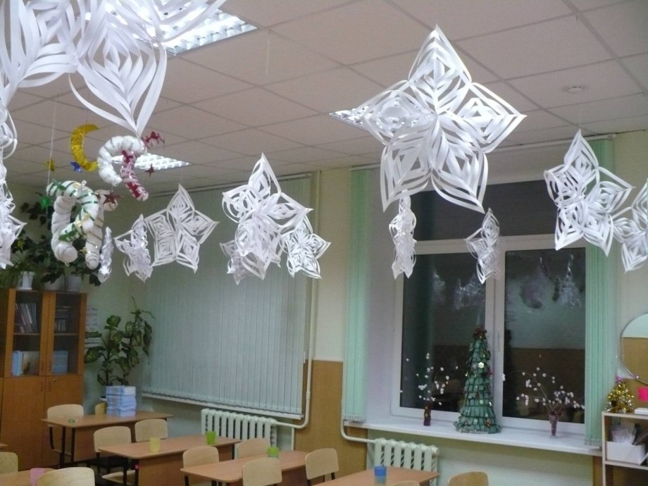 Украшение класса к новому году в школе