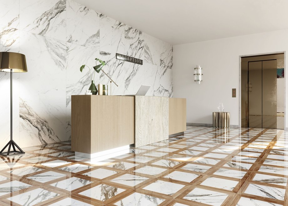 Кварц виниловая плитка Decoria Office Tile DMS 261 мрамор Анды