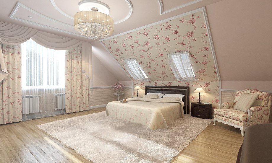 Комната с мансардной крышей