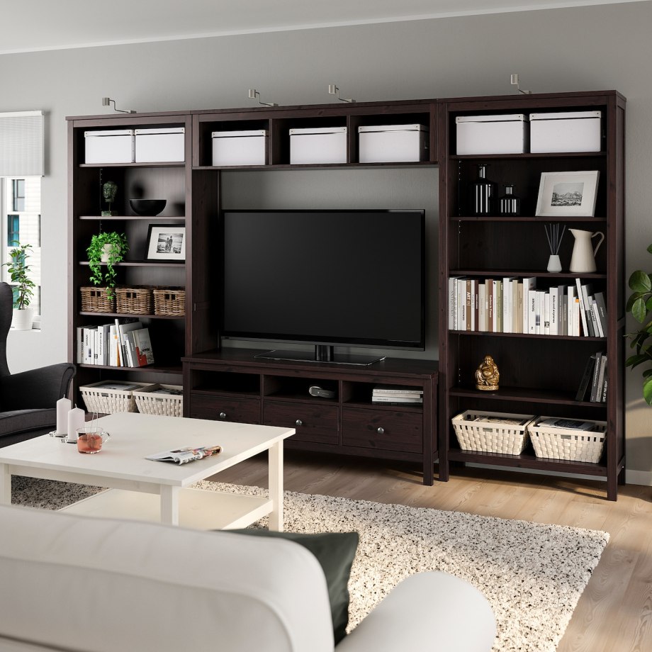 Hemnes ХЕМНЭС стеллаж, белая морилка/светло-коричневый90x197 см