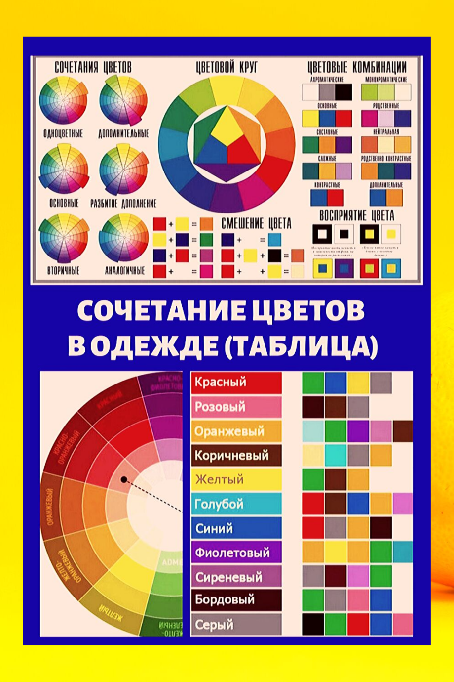 Сочетание цветов таблица