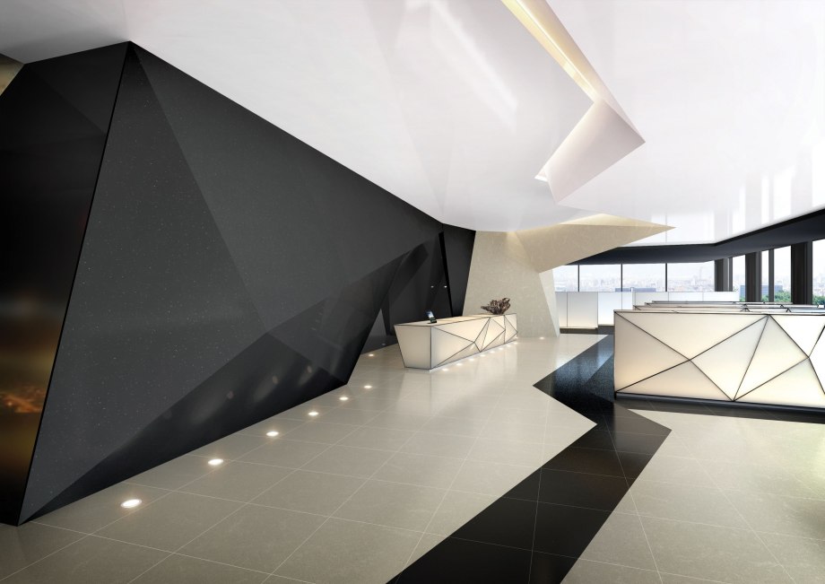 Futuristic White Reception Desk