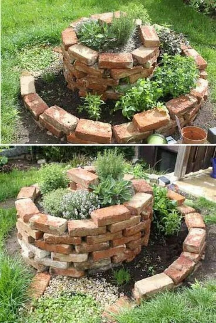 Цветочные клумбы из кирпича