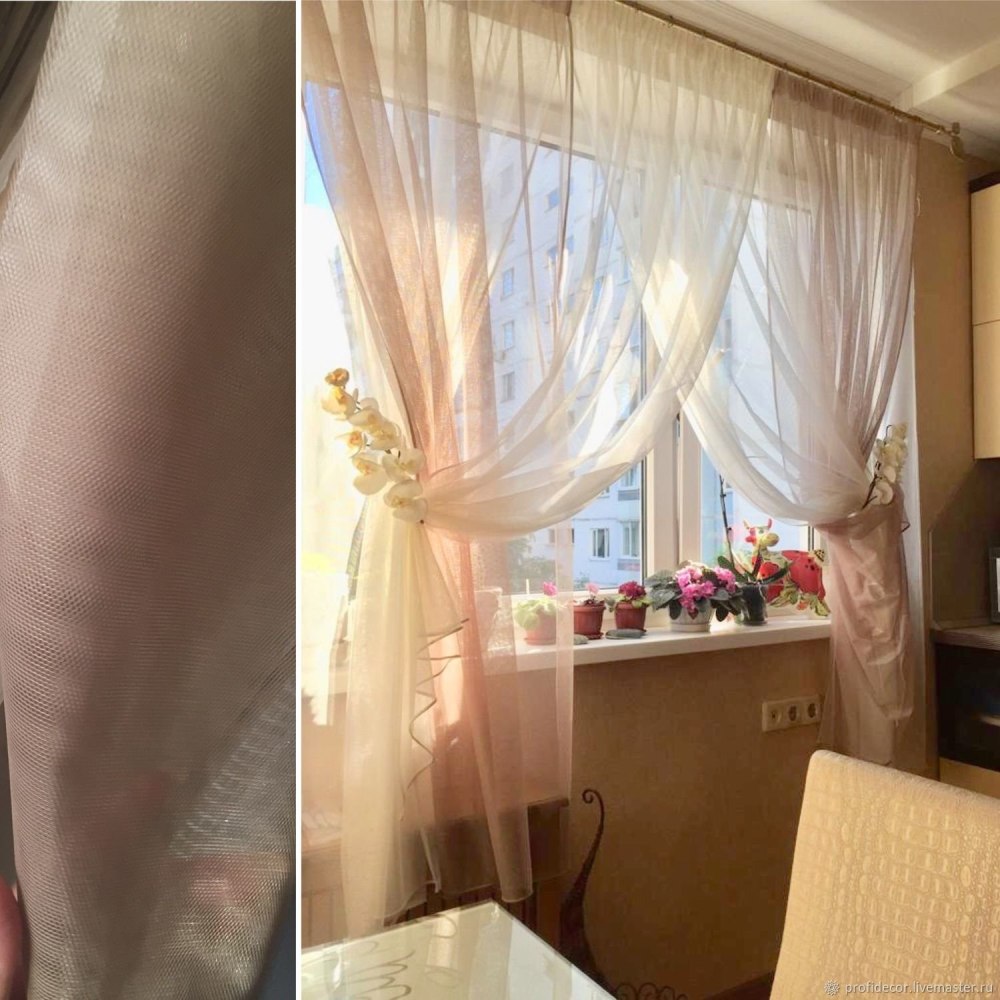 Тюль с прихватом на кухне