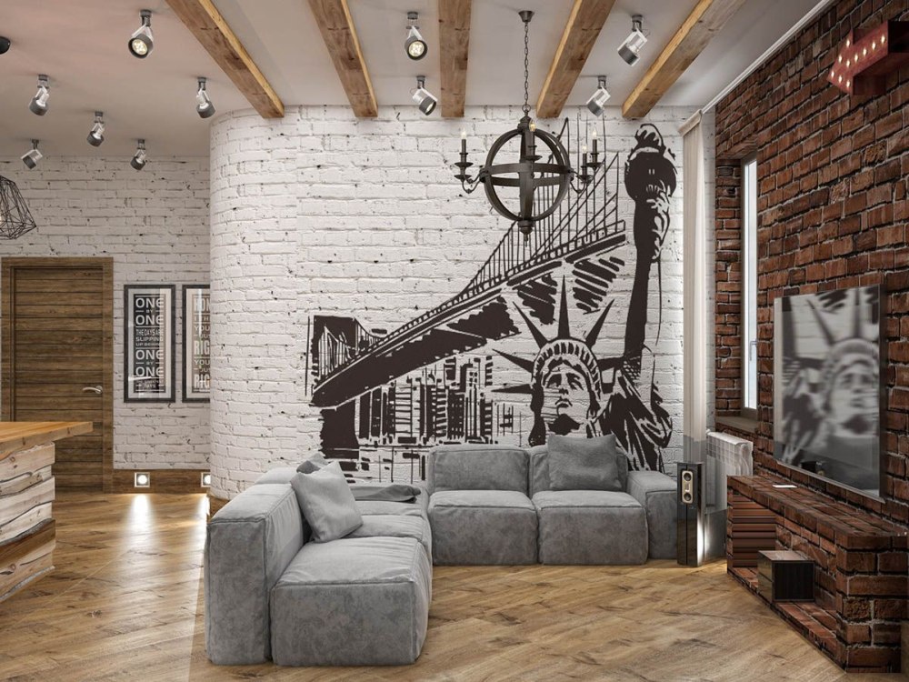 Лофт Индастриал гостиная