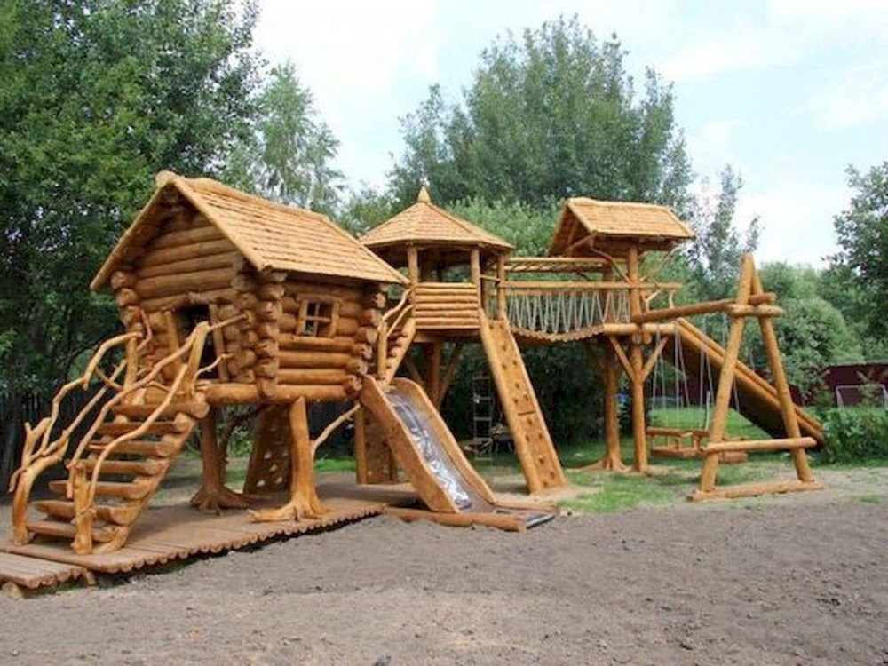 Детские игровые площадки из бревна