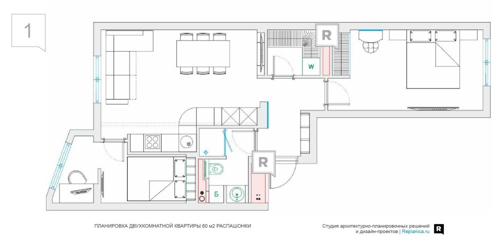 Планировка 2х комнатной квартиры распашонки в хрущевке