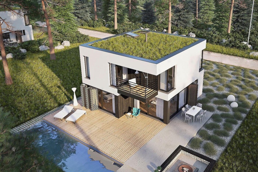Дом с плоской крышей монолит 170 м