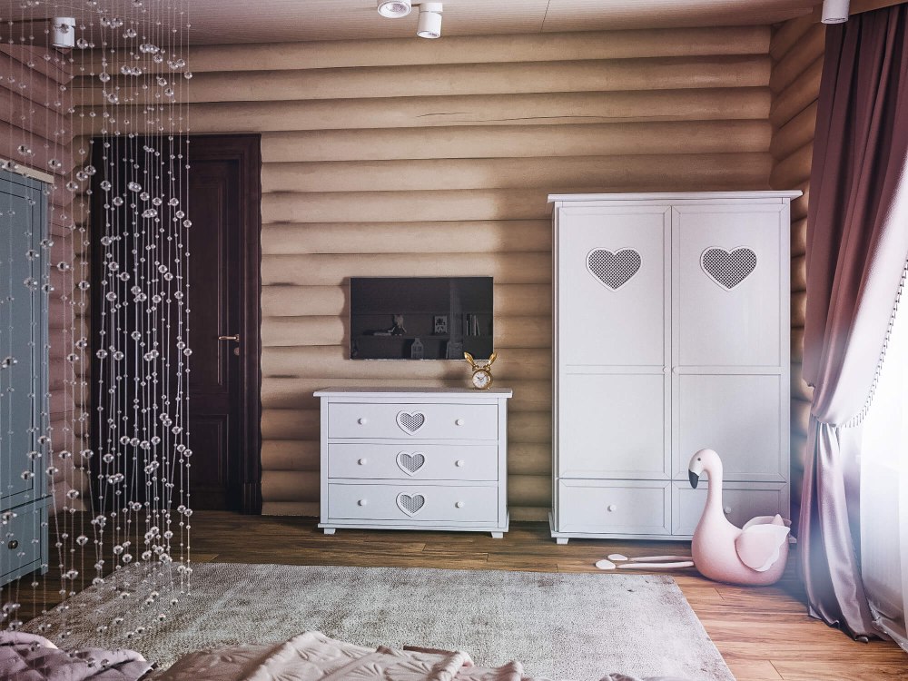 Спальня в доме из бруса