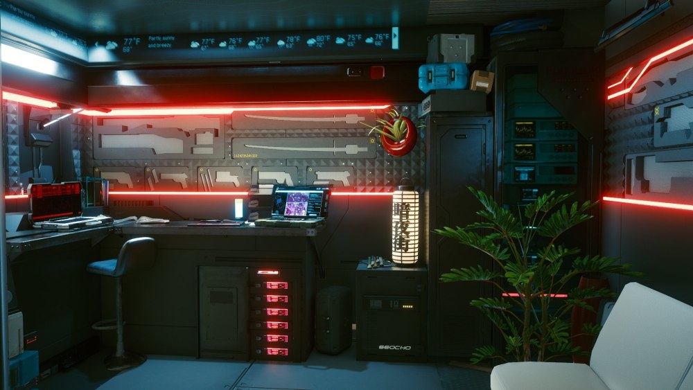 Интерьер в стиле киберпанк 2077